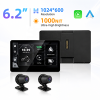 Layar Tampilan CarPlay Nirkabel Moto 6.2'' Portabel, Sistem DVR Kamera Ganda Tahan Air IP67 untuk Android Auto Navigator