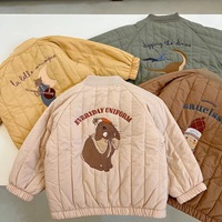 Veste de baseball matelassée en laine mélangée à imprimé de dessin animé pour l'automne et l'hiver avec rembourrage en coton à 90% pour enfants unisexes de 1 à 7 ans