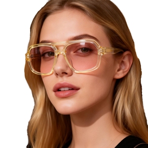 Custom Logo 2026 Fashion <b>Men</b> Women Double Bridges Big Frame <b>Sunglasses</b> UV400 Pilot <b>Square</b> Acetate Sun Glasses for Unisex - Product Image 1