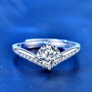 Anillo de Moissanita Blanca Redonda de 6.5mm y 1ct, Modelo XJZ031, Anillo de Eternidad, Plata de Ley 925, Joyería, Anillos de Compromiso, Boda, Regalo para Citas - Product Image 3