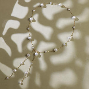 Pearl Necklace And <b>Bracelet</b> <b>Set</b> Imitation Pearl Tassel Design Multi Layer Party Jewelry For Women - Product Image 3