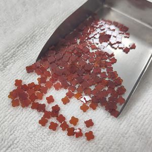 Pierre précieuse naturelle Agate rouge 5x5x1mm, cabochons trèfle à quatre feuilles en onyx noir, pierres brutes pour la fabrication de boucles d'oreilles - Product Image 5