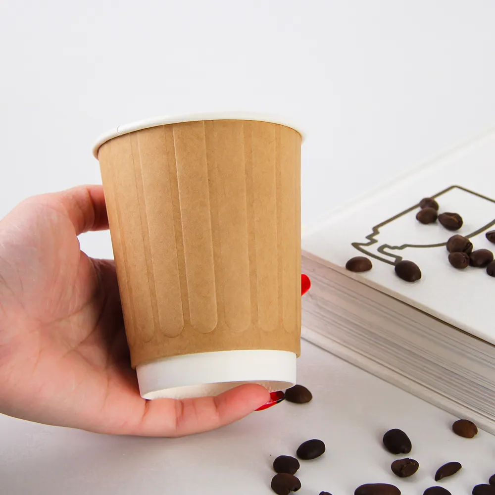 Copo de papel isolado de parede dupla, copo de chá de papel para café, copo estereoscópico 3D com padrões de relevo, bebidas e bebidas de 480ml