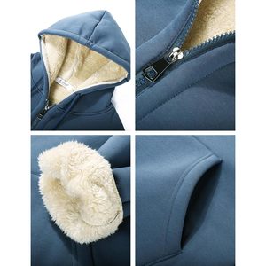 FOXA Men's Sherpa Hoodie <b>Fleece</b> <b>Lined</b> Zip Up Warm Hooded Sweatshirt Winter <b>Jacket</b> Breathable Regular Sleeve - Product Image 5