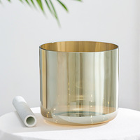 Bol chantant en cristal coloré transparent, moulé à la main, avec marteau, pour la thérapie sonore et la méditation