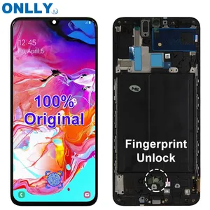 a70 cell Suppliers-Tested In Cell 6.7" LCD Display For Samsung Galaxy A70 LCD A705 A705F SM-A705MN Display Touch Screen Digitizer Assembly Frame