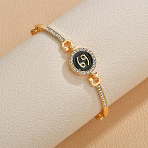 Commercio all'ingrosso cubic zirconia diamante perline pavimentazione in ottone braccialetto 12 zodiaco canta fascino catena braccialetto donne regolabili - Product Image 4