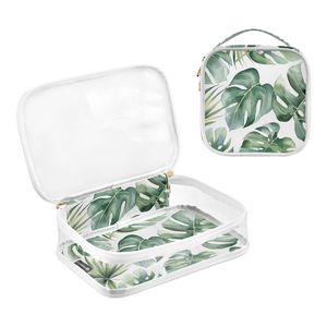 Ensemble de 2 trousses de toilette transparentes avec poignée - Pochette cosmétique transparente imperméable pour les voyages, organiseur de maquillage à emporter - Product Image 3