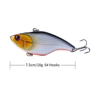 TOPRIGHT 18g 75mm V1004 Leurre de pêche crankbait sans ailettes, vibreur coulant, vibreur coulant à bruit, wobblers de pêche, leurre pour pêche au bar