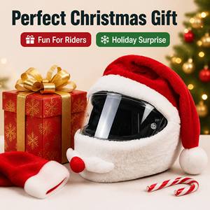 Housse de <span class=keywords><strong>casque</strong></span> de <span class=keywords><strong>moto</strong></span> en fausse fourrure de Père Noël, décoration de Noël pour <span class=keywords><strong>casque</strong></span> intégral, en promotion - Product Image 3