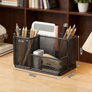 Office Organizer Mesh Storage Rack 16x10x11cm <b>Pen</b> Holder Desk Stationery Container Simple Metal <b>Box</b> for Office Use - Product Image 2