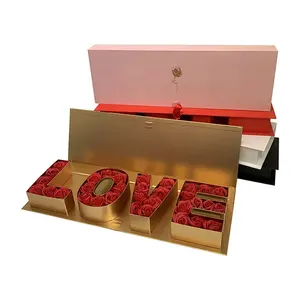 Embalaje de caja de flores LOVE de diseño personalizado para caja de rosas