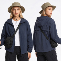 Chaqueta Cortavientos con Capucha de Nailon para Mujer, de Alta Calidad, Impermeable, Transpirable, con Logotipo Personalizado, Venta al Por Mayor
