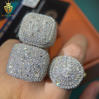 Bague en argent véritable 925 avec moissanite pour homme, style hip-hop, sertie de moissanites, bijoux de haute qualité, passe le test du diamant