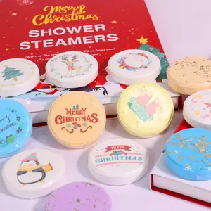 Cina Oem Odm Label pribadi mandi garam Tablet natal set organik Bath Bombs santai Aromaterapi Shower Steamer untuk Natal