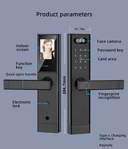 Poignée de porte intelligente sans clé avec lecteur d'empreintes digitales, serrure électronique à clavier, serrure à mot de passe, serrure intelligente avec caméra - Product Image 6