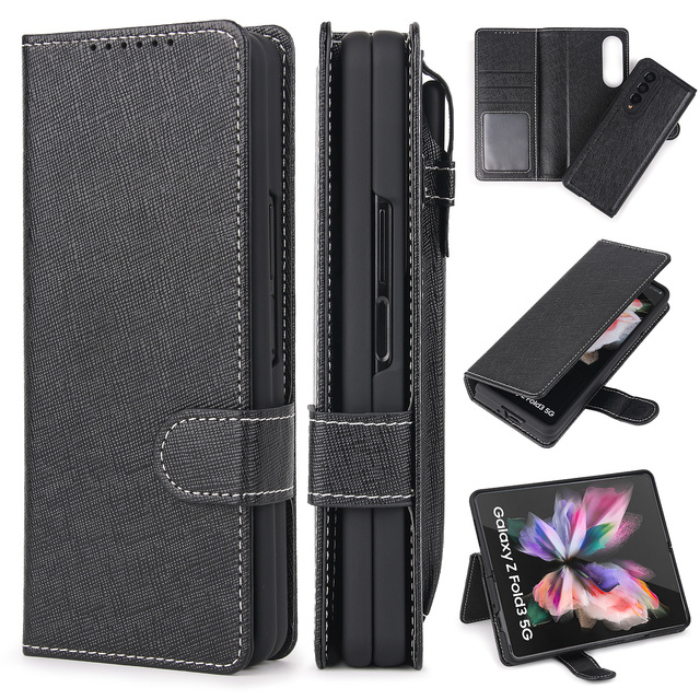 Multifunctional Wallet PU Leather Case with Card-slot S Pen Bag Full Protection Case for Samsung Z Fold 7 6 5 4 3 Cover
