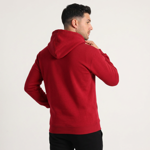 Sweat-shirt à capuche zippé pour homme, rouge, 100% coton molletonné, coupe classique, couleur unie, avec poche, vêtement d'hiver, logo personnalisé - Product Image 4