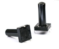 Interruptor Táctil DIN 12x12mm PCB Nylon Tipo Grande 04P DIP Derecho H=18mm Vástago Negro