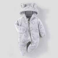 Combinaison chaude et confortable pour bébé fille, avec capuche à oreilles d'ours, épaisse, pour l'automne