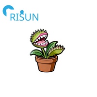 Broche en émail personnalisée en forme de plante carnivore de dessin animé, cadeau de botanique, feuille, dents, broche personnalisée, mange-moi, piège à mouches Venus, badge