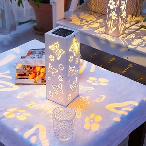 Portátil impermeable Ip65 <span class=keywords><strong>Solar</strong></span> Led mariposa Rosa flor proyección jardín lámpara colgante linterna para paisaje al aire libre - Product Image 1