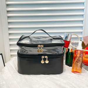 Bolsa de Maquillaje Ecológica Transparente de Material Reciclado con Ribete de Cuero Vegano - Product Image 3