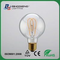 Ampoule LED à filament décorative OEM ODM E27 G95 G125 AC220-240V 4W 6W Blanc froid 6000K Dimmable pour suspension d'hôtel RoHS