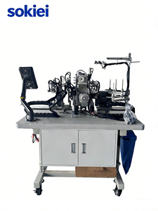 Machine à ourler les bas de sous-vêtements à lit plat, entièrement automatique, industrielle, informatisée, à triple aiguille, point interlock, marque Sokiei - Product Image 4