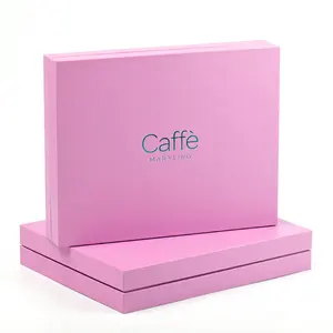 豪华定制标志滑出礼品盒粉色刚性硬盒纸板包装可拆卸盖子和带颈部的基础纸盒