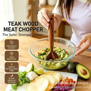 Wooden potato masher, <b>meat</b> slicer, hamburger powder <b>grinder</b>, potato masher, kitchen utensils, cooking tools - Product Image 2
