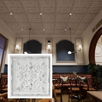 Plaques de plafond décoratives carrées 2x2 pieds en PVC gaufré, imperméables, ignifuges, effet fissuré, blanc et noir, pour hôtel, livraison gratuite PL07