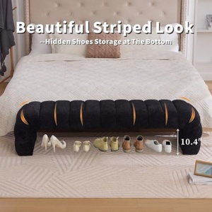 <span class=keywords><strong>Banco</strong></span> de <span class=keywords><strong>cama</strong></span> moderno tapizado sin brazos, sofá chaise longue con capitoné, otomana de chenilla, reposapiés <span class=keywords><strong>para</strong></span> sala de estar y dormitorio - Product Image 3