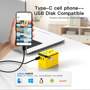 Ouliyo A04-HUB65W gan phổ travel adapter sạc nhanh USB/TYPE-C truyền dữ liệu quốc tế thế giới - Product Image 3