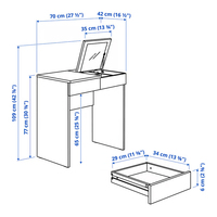 Table de maquillage portable et pliable avec miroir et tiroirs - Compacte et idéale pour les voyages
