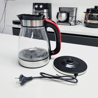 Bouilloire électrique en verre de 1,8 litre, 1500 watts, 220 volts, avec théière, pour chauffe-eau, appareils électroménagers de cuisine, vente en gros