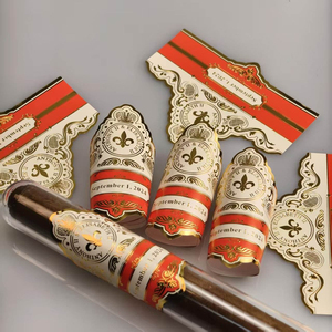 Custom Adhesive Sticker Art Paper <b>Waterproof</b> Gold Foil Cigar Bands <b>Label</b> Printing Embossed Cigar <b>Label</b> - Product Image 4