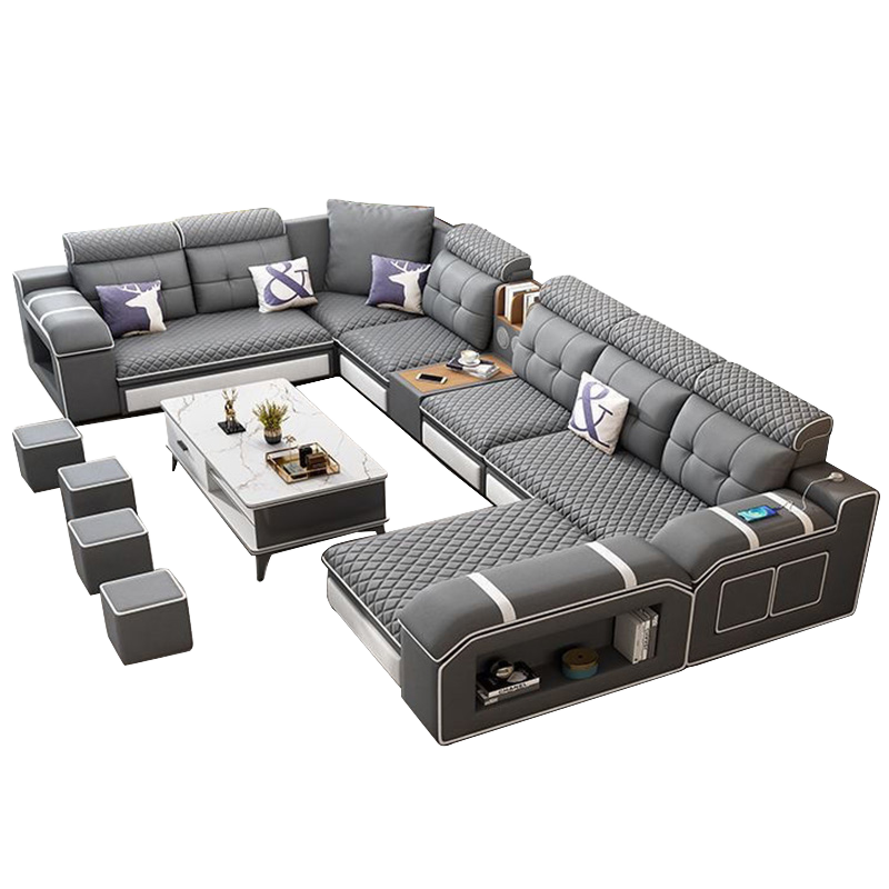 Modern Simple Corner Sectional Sofa for Large Apartments Washless Technology Cat Scratch Fabric Sponge for Living Room Use