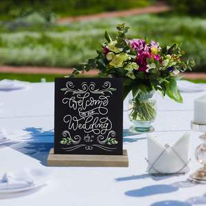 Lot de 8 petits tableaux noirs sur pied pour écrire, <span class=keywords><strong>ardoise</strong></span> double face, panneaux de buffet, étiquettes de <span class=keywords><strong>prix</strong></span>, support pour carte de boissons pour anniversaire - Product Image 3