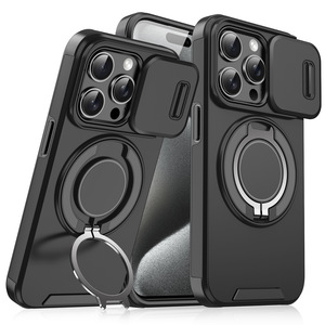 Custodia <span class=keywords><strong>Antishock</strong></span> per telefono con supporto rotante per Ipone 15 Pro Max 16 14 17 fotocamera magnetica Cover scorrevole antiurto per telefono accessori - Product Image 2