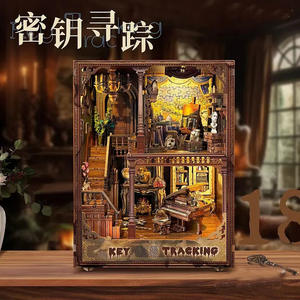 Vintage <span class=keywords><strong>en</strong></span> <span class=keywords><strong>bois</strong></span> assemblé livre Nook <span class=keywords><strong>Kit</strong></span> <span class=keywords><strong>clé</strong></span> suivi bricolage poupée Housel jouets faits à la <span class=keywords><strong>main</strong></span> livre Nook <span class=keywords><strong>maison</strong></span> de poupée pour les filles - Product Image 4