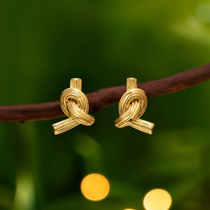 Fashion Stud <b>Earrings</b> 316L Stainless Steel PVD Gold Plating Sustainable Resistant <b>Knot</b> Design - Product Image 3