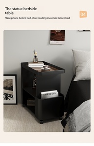 Mesa Auxiliar Móvil Moderna con Ruedas <span class=keywords><strong>y</strong></span> Estantes Abiertos para Sala de Estar, Dormitorio u Oficina, Mesa Auxiliar Rodante Estrecha con Espacio de Almacenamiento - Product Image 5