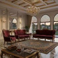 Luxuriöses Klassisches Esszimmer-Set mit Samtbezogenen Stühlen für Villa, Restaurant & Hotel FF&E-Projekte