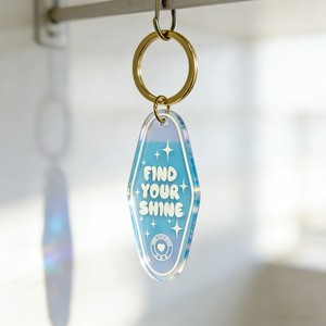 Hot Popular Rainbow Holographic Acrylic <strong>Keychain</strong> Fashion Hotel <strong>Keychain</strong> Custom LOGO Letter Printing Iridescent Motel Keychains - Product Image 1