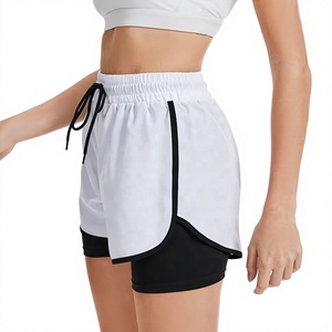 Pantalones Cortos Deportivos Unisex para Maratón, Color Blanco con Franja Lateral Negra, Cintura con Cordón Ajustable, Secado Rápido - Product Image 1