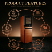 Humidor électronique de luxe moderne Afidana L6 avec revêtement en cuir, éclairage LED et étagères en cèdre espagnol
