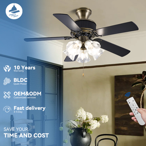 Im Lặng 5-Lưỡi Led Quạt Trần Đèn Nhà Phòng Khách Phòng Ngủ Văn Phòng Rắn Gỗ Quạt Trần Với Đèn - Product Image 1