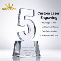 Plaque Numérique Personnalisée en Cristal pour Anniversaire 5, 10, 20, 50 Ans, Récompense Tournant de Route, Logo Gravé, Date, Cadeau d'Affaires, Vente en Gros