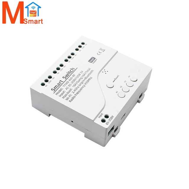 Tuya Smart Wifi AC85-250V 4CH WIFI+RF Self-locking 4-way Relay Module Remote Control Switch